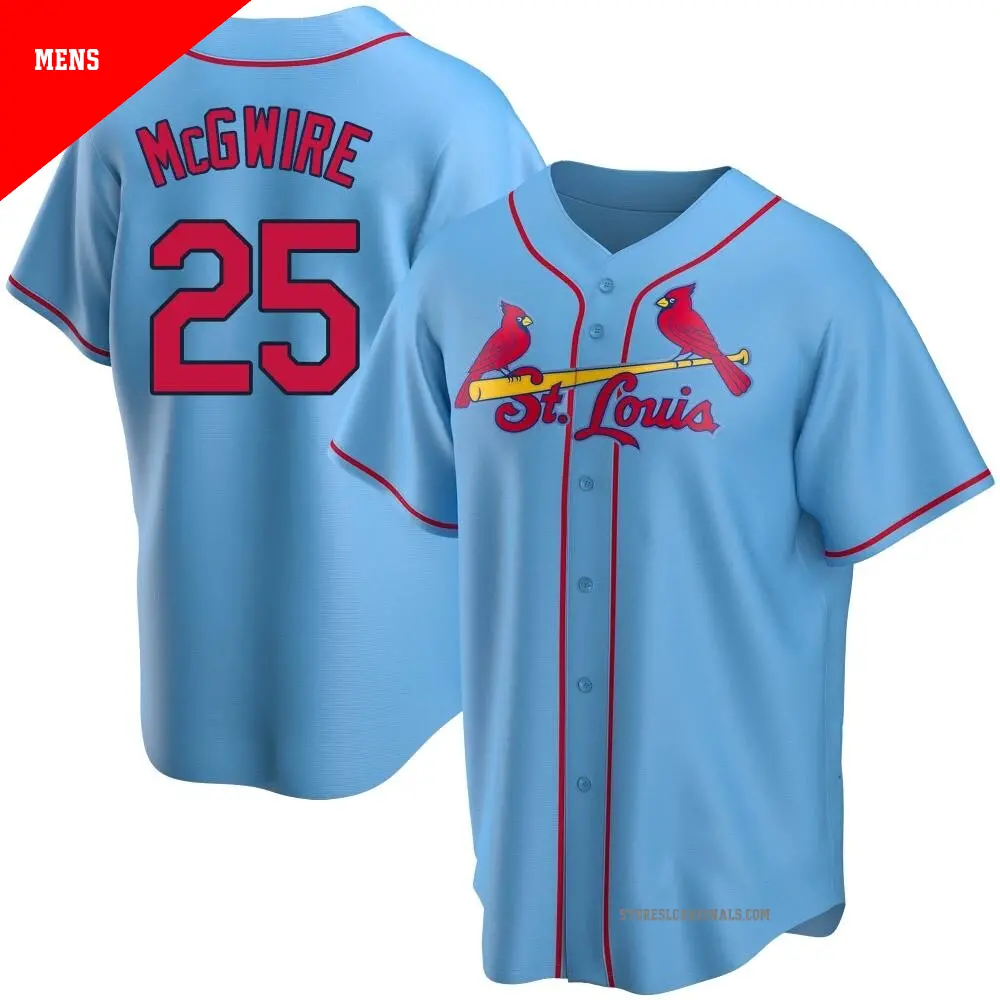 Men's #25 Mark McGwire St. Louis Cardinals Light Blue Replica