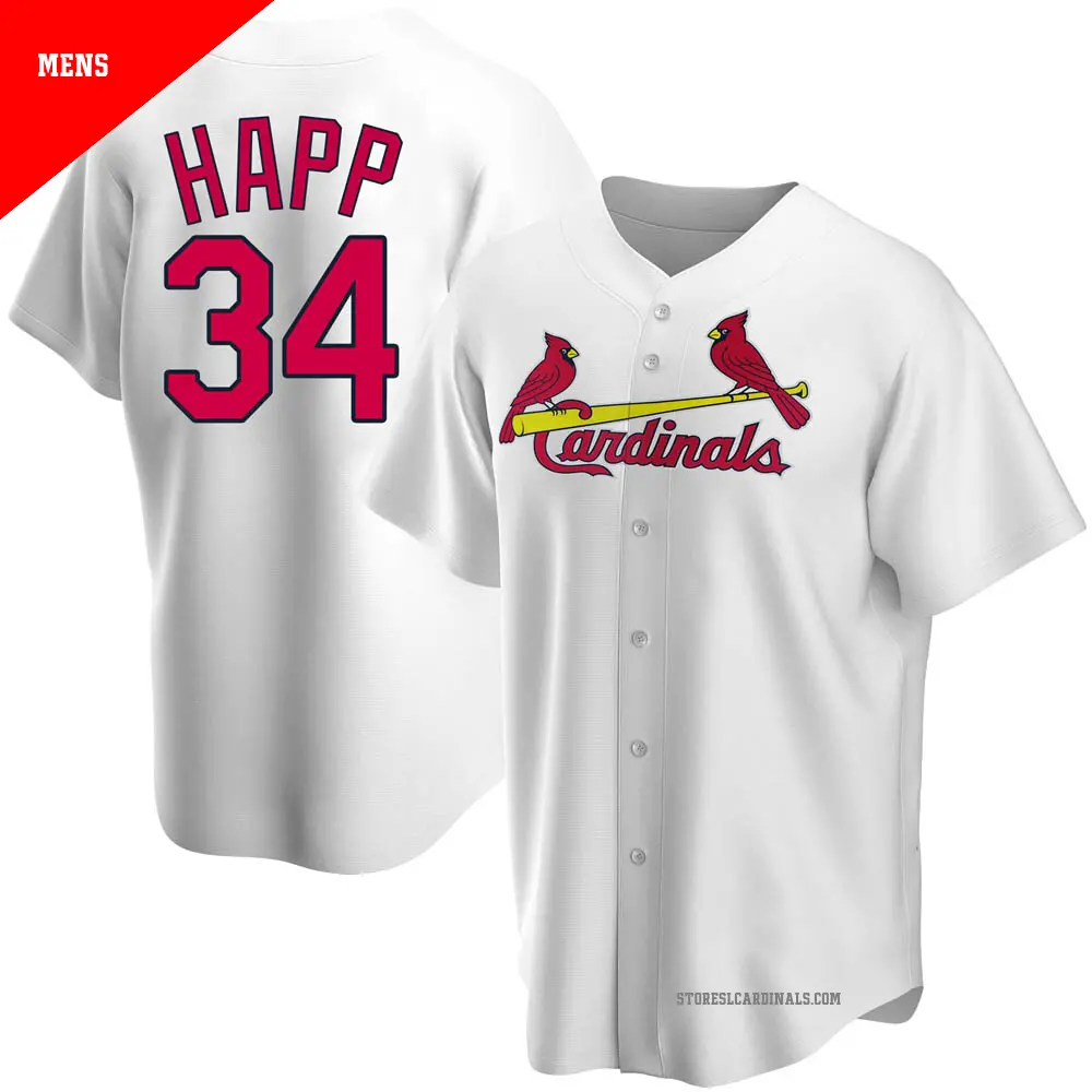 Men's ＃34 J.A. Happ St. Louis Cardinals White Replica Home Jersey