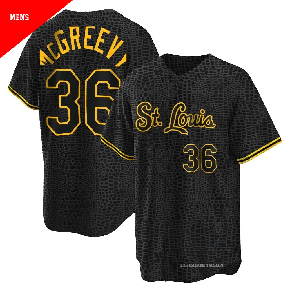 Men's ＃36 Michael McGreevy St. Louis Cardinals Black Replica Snake Skin City Jersey