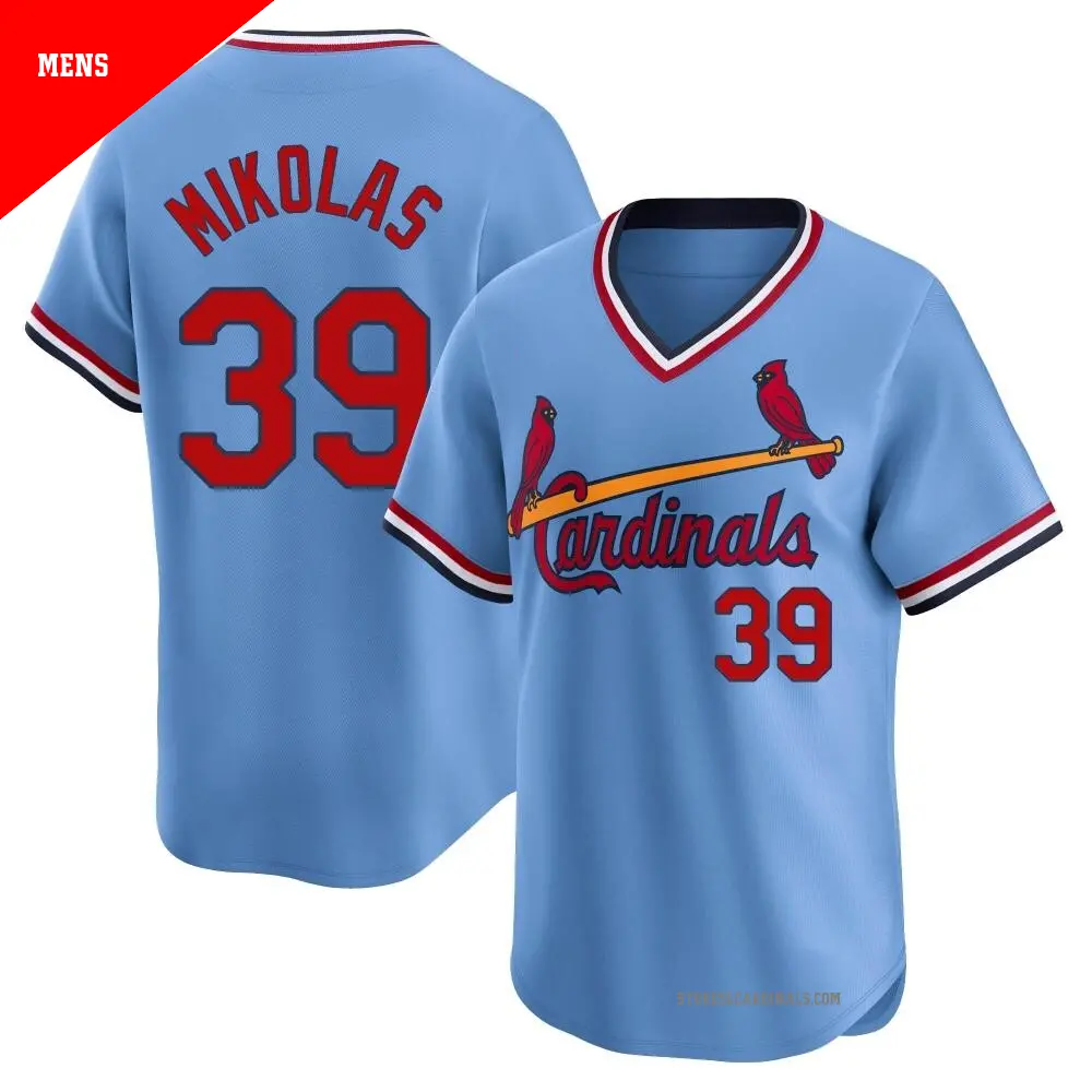 Men's ＃39 Miles Mikolas St. Louis Cardinals Light Blue Limited Cooperstown Collection Jersey
