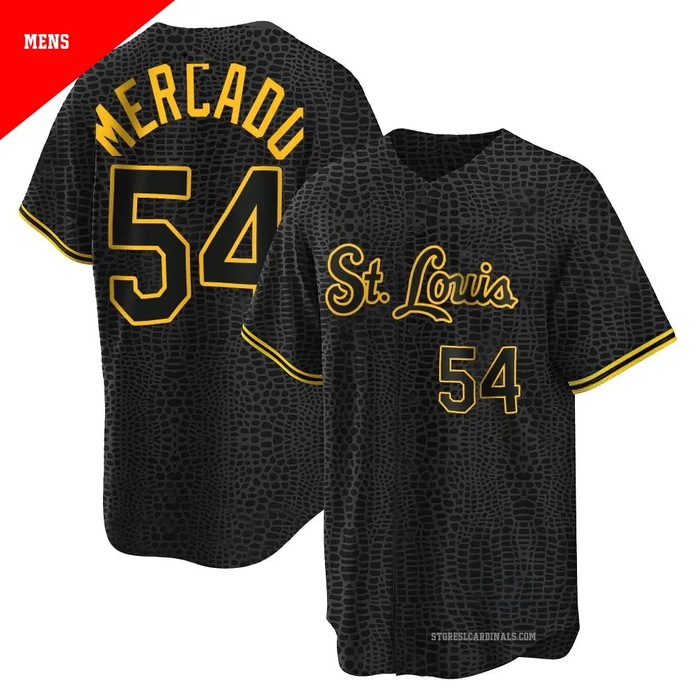 Men's ＃54 Oscar Mercado St. Louis Cardinals Black Replica Snake Skin City Jersey