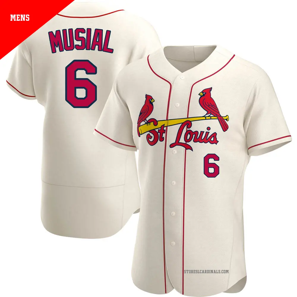 Men's ＃6 Stan Musial St. Louis Cardinals Cream Authentic Alternate Jersey