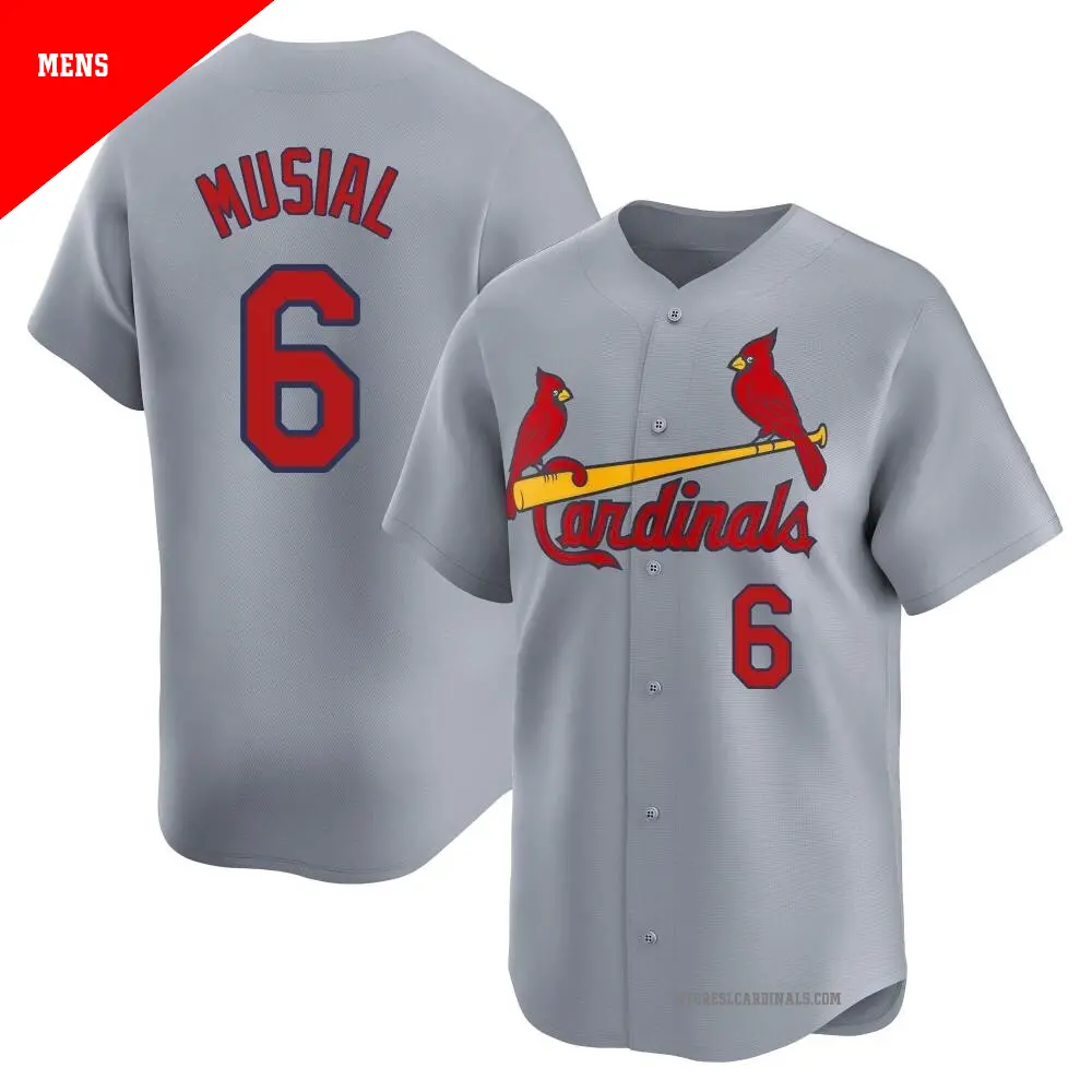 Men's ＃6 Stan Musial St. Louis Cardinals Gray Limited Away Jersey