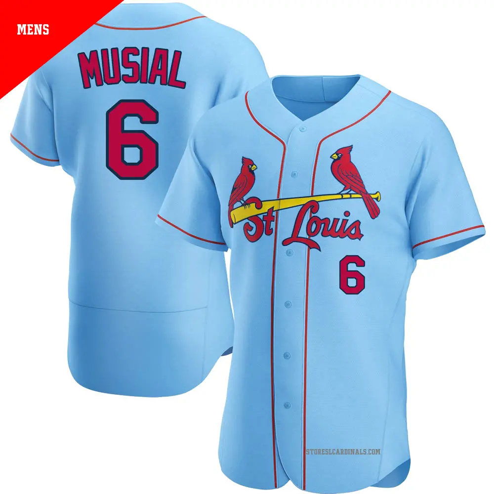 Men's ＃6 Stan Musial St. Louis Cardinals Light Blue Authentic Alternate Jersey