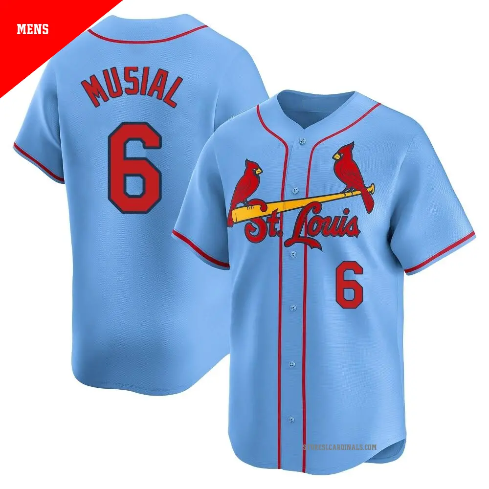 Men's ＃6 Stan Musial St. Louis Cardinals Light Blue Limited Alternate Jersey