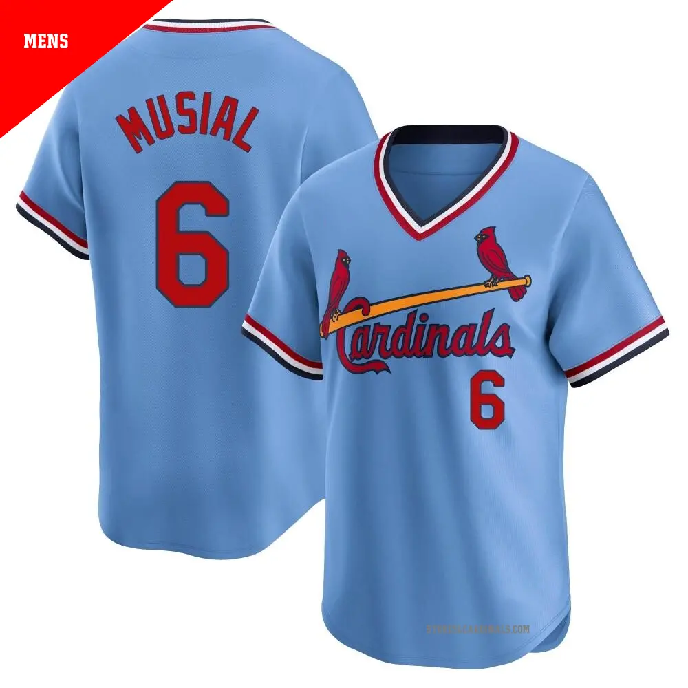 Men's ＃6 Stan Musial St. Louis Cardinals Light Blue Limited Cooperstown Collection Jersey
