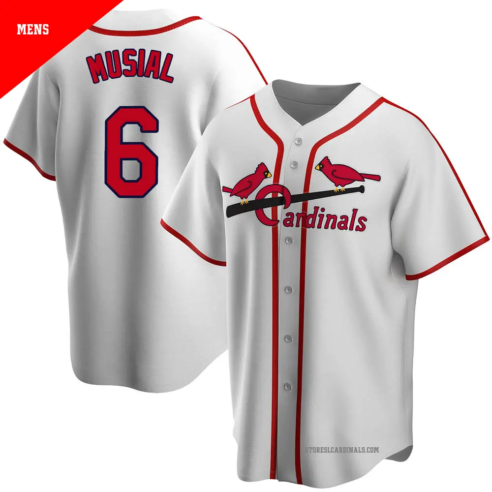 Men's ＃6 Stan Musial St. Louis Cardinals White Home Cooperstown Collection Jersey