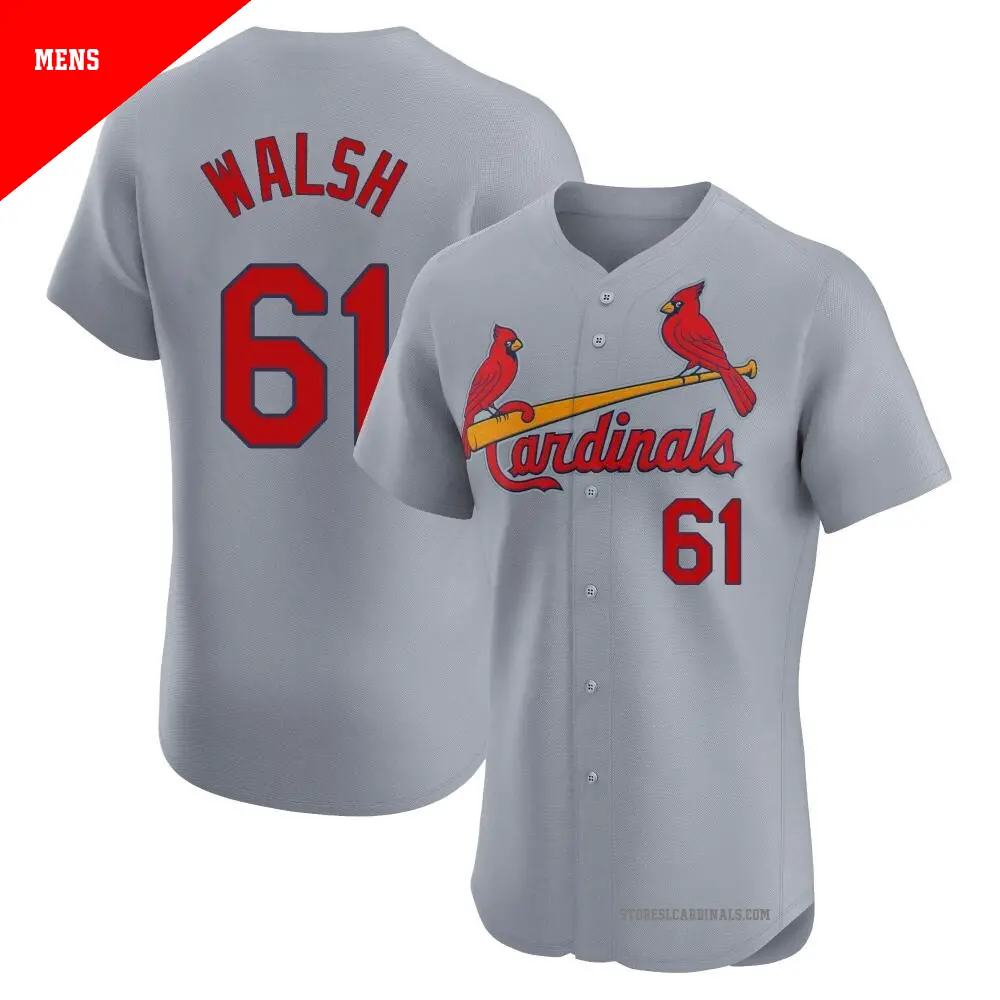 Men's ＃61 Jake Walsh St. Louis Cardinals Gray Elite Road Jersey