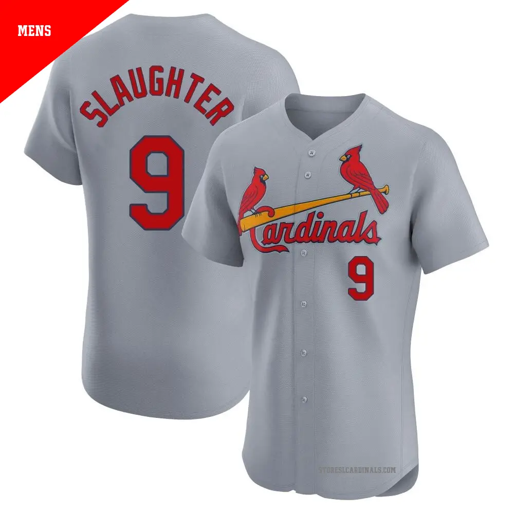Men's ＃9 Enos Slaughter St. Louis Cardinals Gray Elite Road Jersey