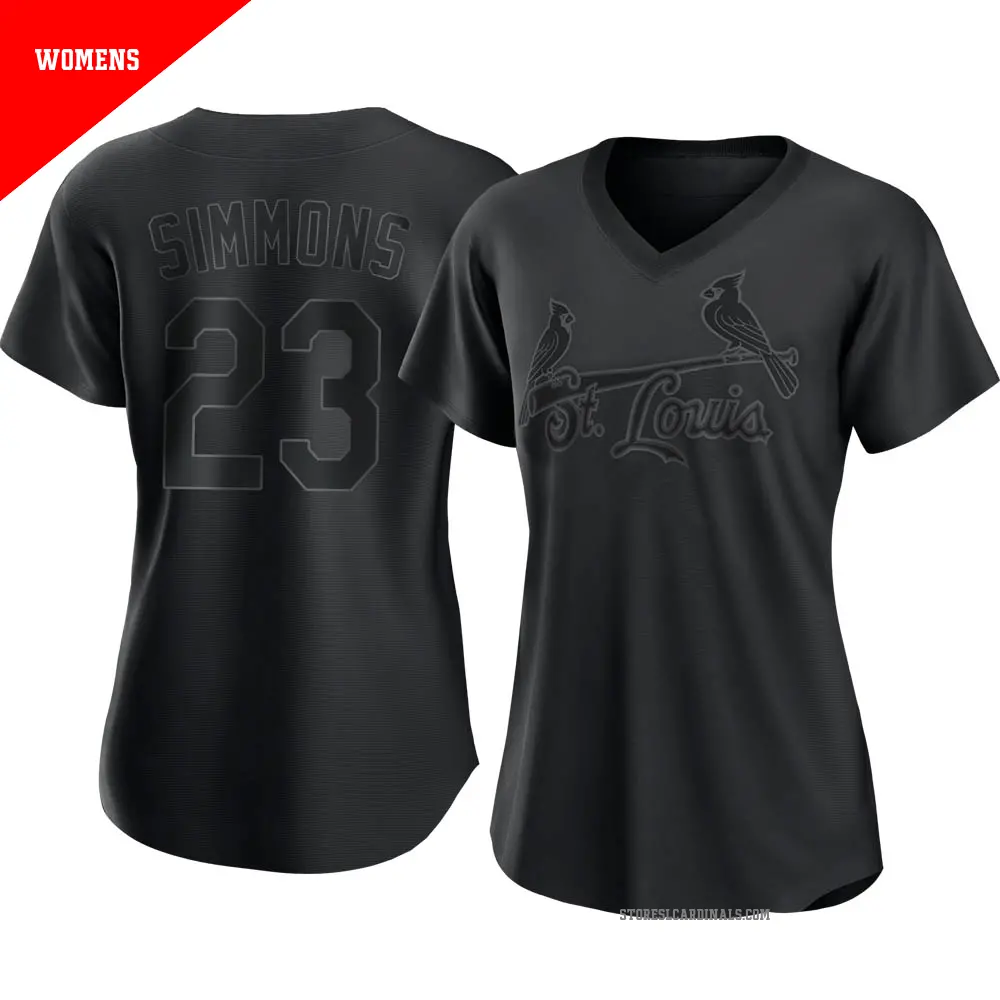 Women's ＃23 Ted Simmons St. Louis Cardinals Black Authentic Pitch Fashion Jersey