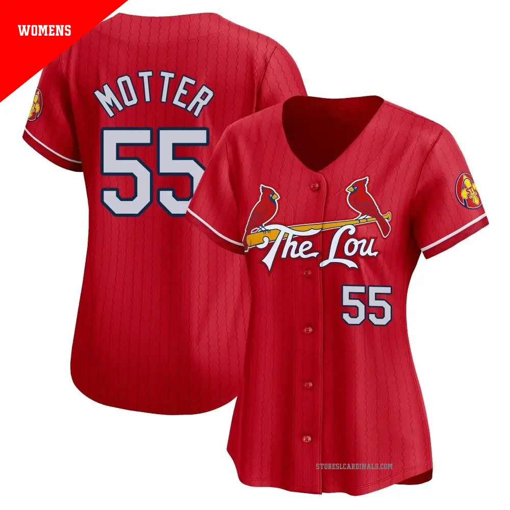 Women's ＃55 Taylor Motter St. Louis Cardinals Red Limited 2024 City Connect Jersey