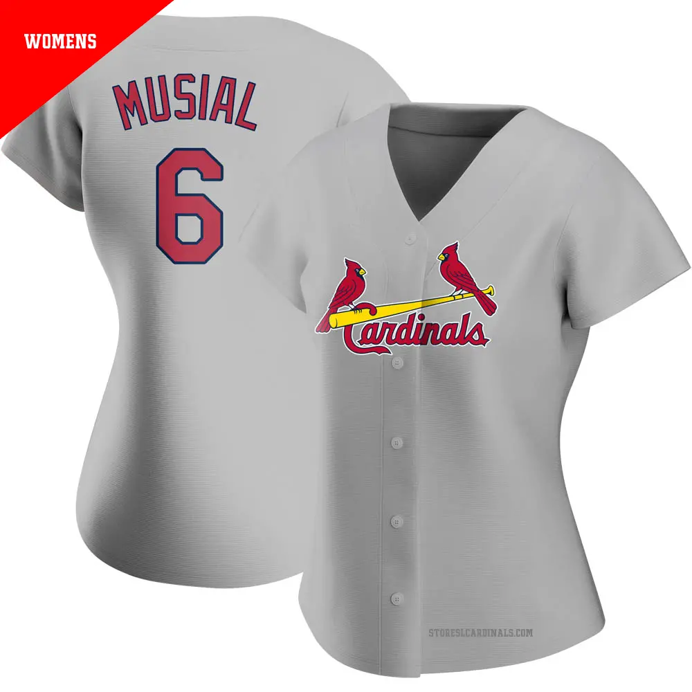 Women's ＃6 Stan Musial St. Louis Cardinals Gray Authentic Road Jersey