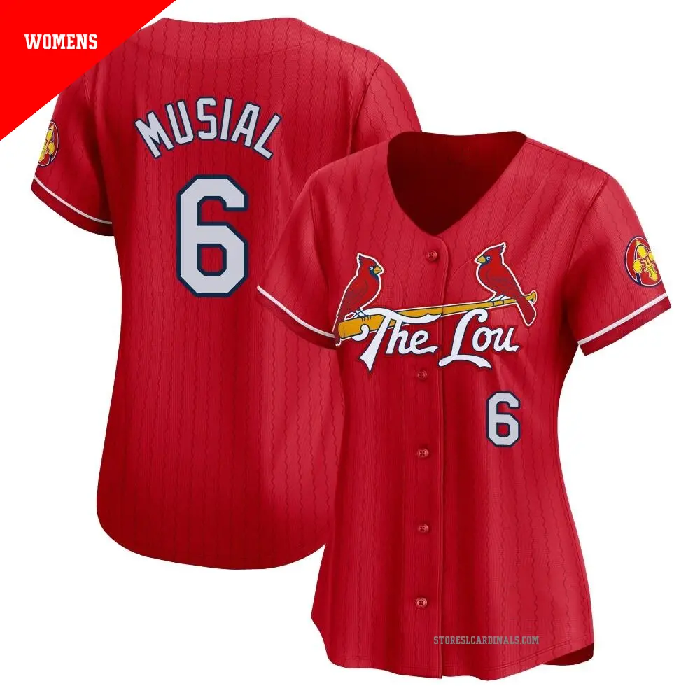 Women's ＃6 Stan Musial St. Louis Cardinals Red Limited 2024 City Connect Jersey