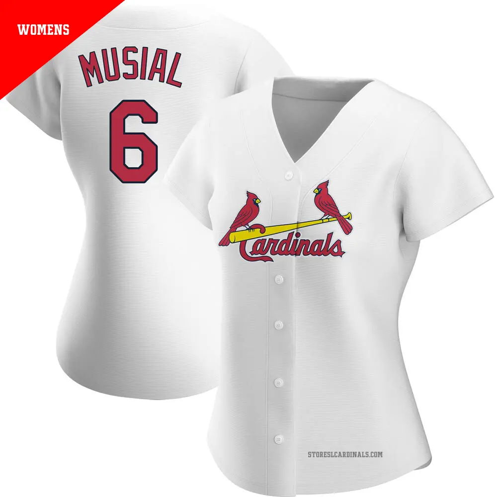 Women's ＃6 Stan Musial St. Louis Cardinals White Authentic Home Jersey