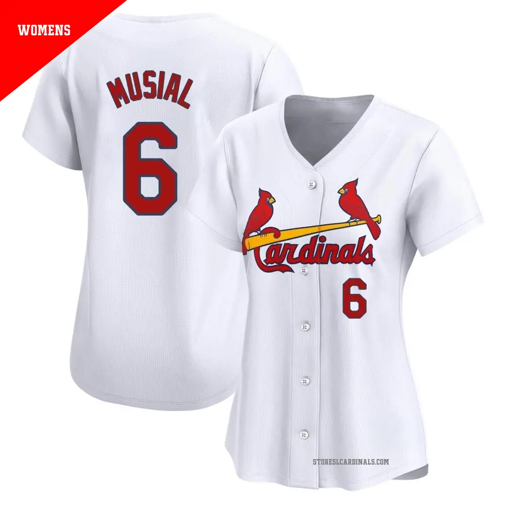 Women's ＃6 Stan Musial St. Louis Cardinals White Limited Home Jersey