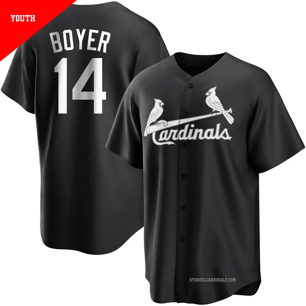 Youth ＃14 Ken Boyer St. Louis Cardinals Black/White Replica Jersey
