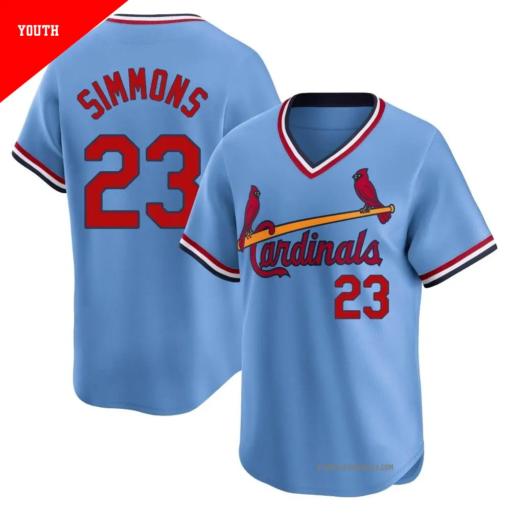Youth ＃23 Ted Simmons St. Louis Cardinals Light Blue Limited Cooperstown Collection Jersey