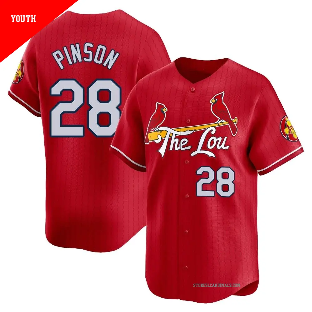 Youth ＃28 Vada Pinson St. Louis Cardinals Red Limited 2024 City Connect Jersey