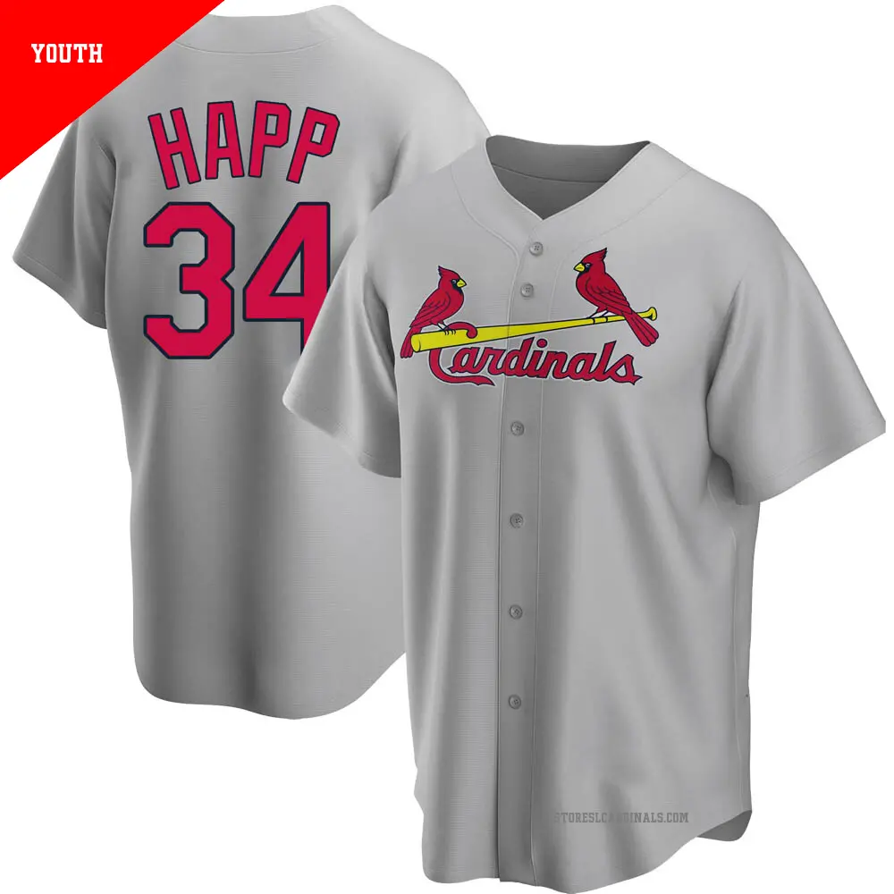 Youth ＃34 J.A. Happ St. Louis Cardinals Gray Replica Road Jersey