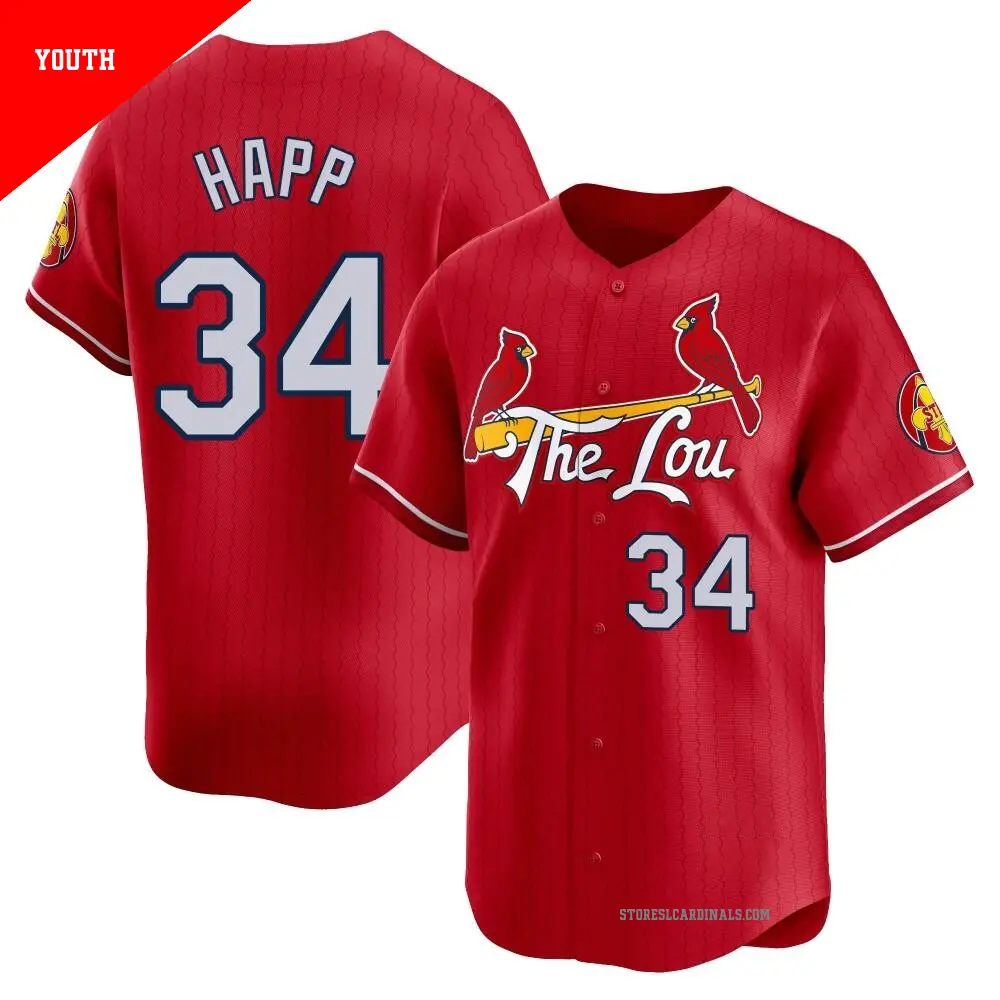 Youth ＃34 J.A. Happ St. Louis Cardinals Red Limited 2024 City Connect Jersey