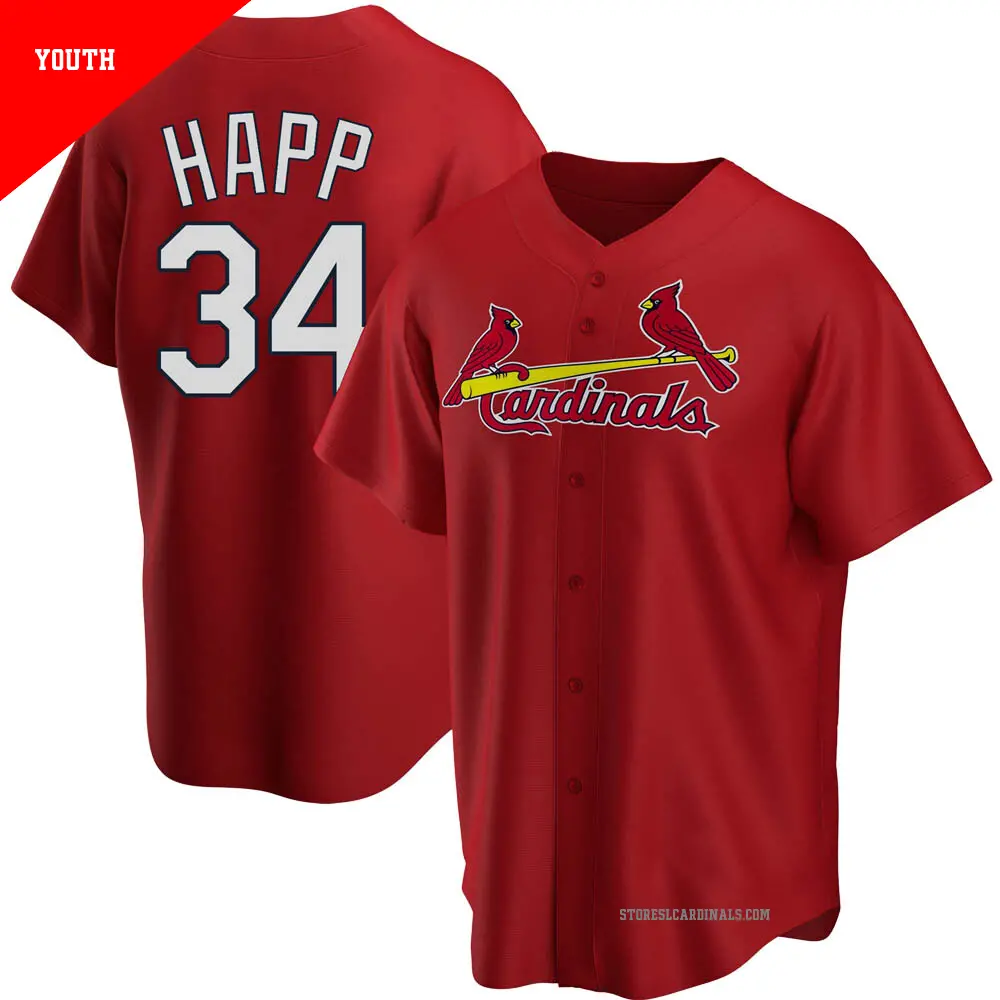 Youth ＃34 J.A. Happ St. Louis Cardinals Red Replica Alternate Jersey