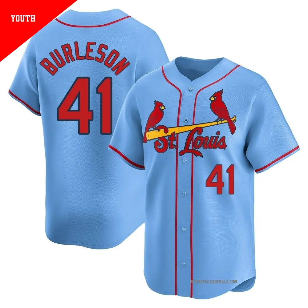 Youth #41 Alec Burleson St. Louis Cardinals Light Blue Limited