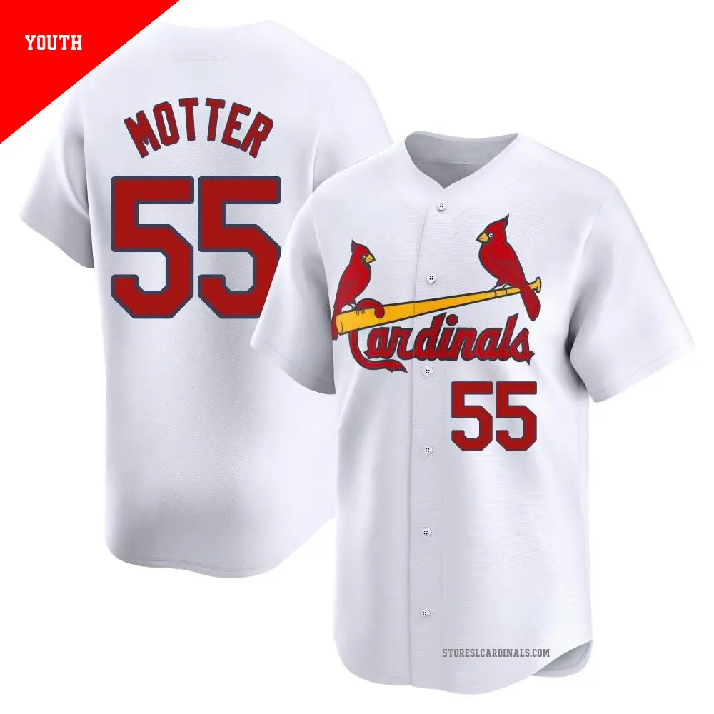 Youth ＃55 Taylor Motter St. Louis Cardinals White Limited Home Jersey