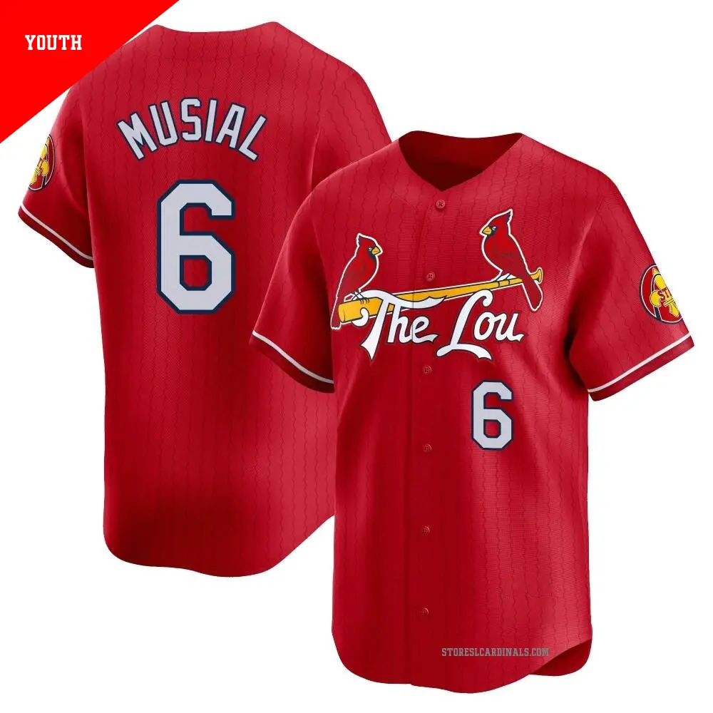 Youth ＃6 Stan Musial St. Louis Cardinals Red Limited 2024 City Connect Jersey