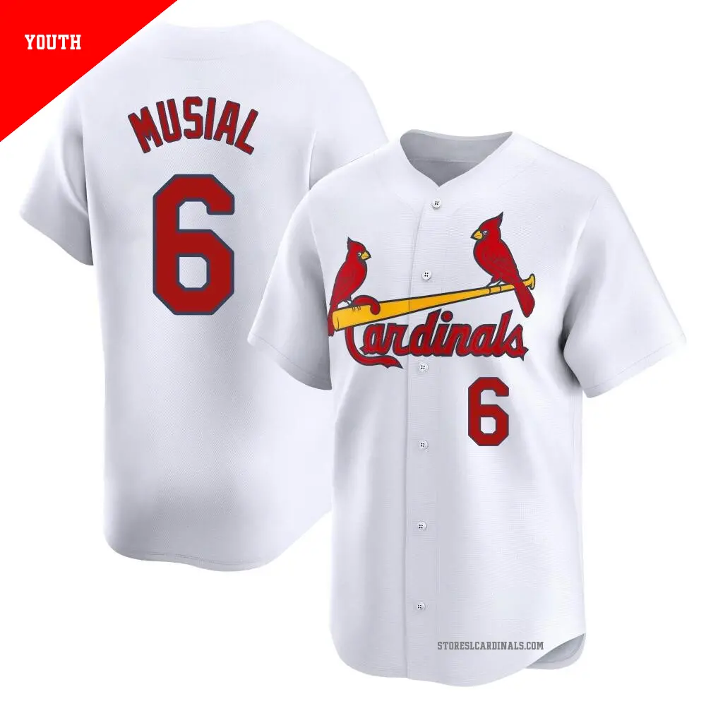 Youth ＃6 Stan Musial St. Louis Cardinals White Limited Home Jersey