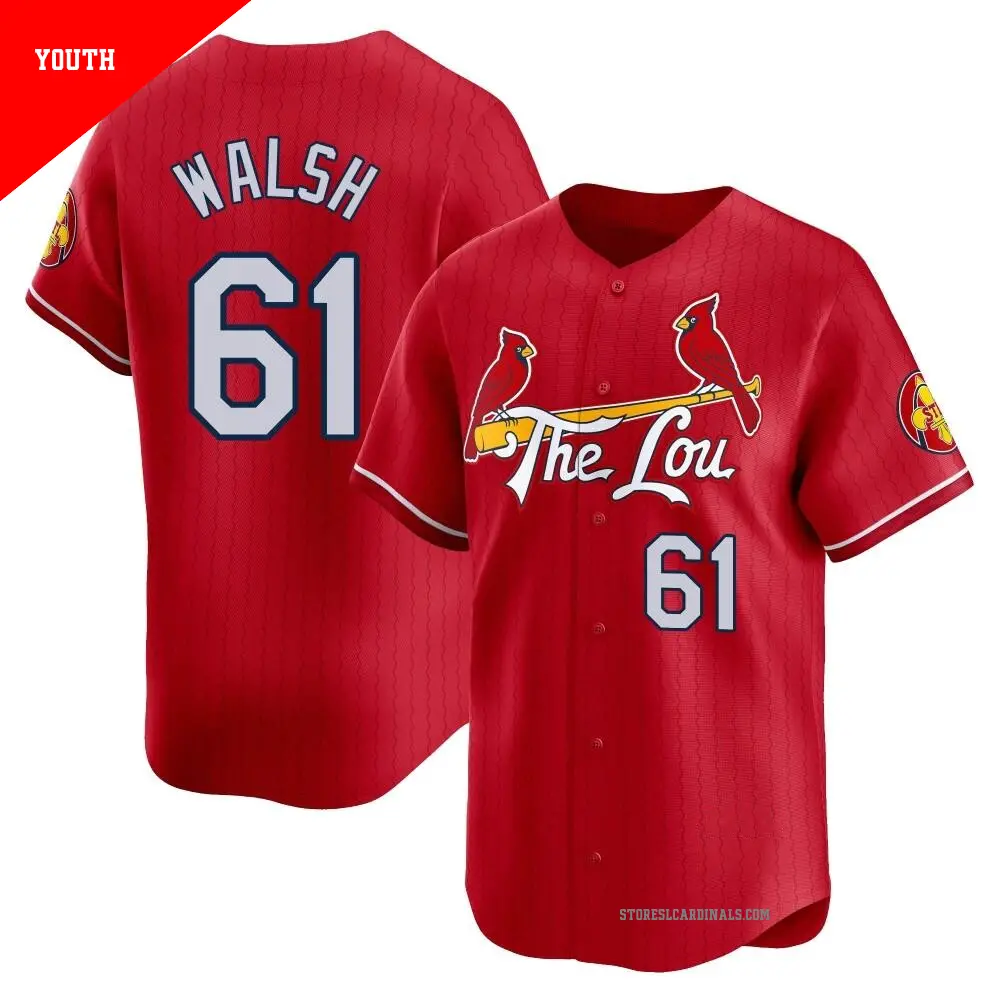 Youth ＃61 Jake Walsh St. Louis Cardinals Red Limited 2024 City Connect Jersey