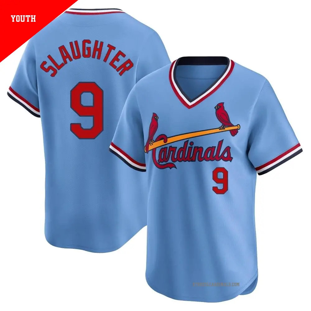Youth ＃9 Enos Slaughter St. Louis Cardinals Light Blue Limited Cooperstown Collection Jersey
